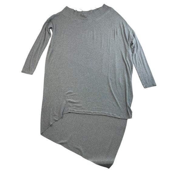 We The Free People L Large Grapevine Asymmetric Tunic Top Gray Boho Oversized - Picture 4 of 13